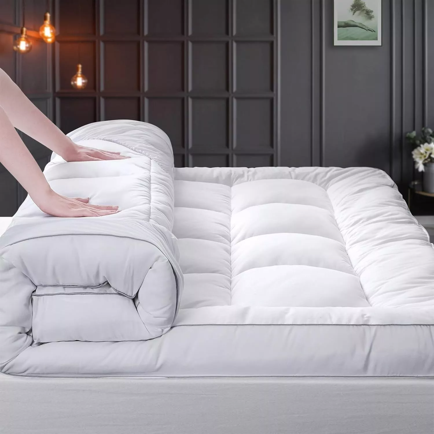 Hotel Quality Mattress Topper Extra Deep Sleep Filling 4 inches /10cm Ultra Thick Bounce Back Soft Topper